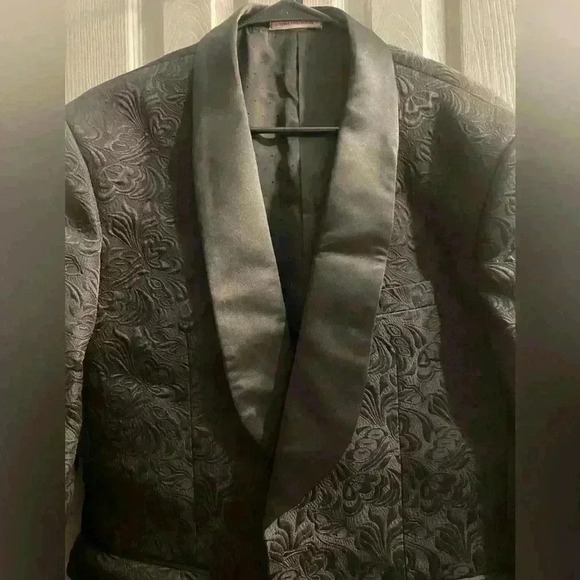 Vinci Philosophy black evening formal wedding vest & jacket with raised design - Picture 12 of 16